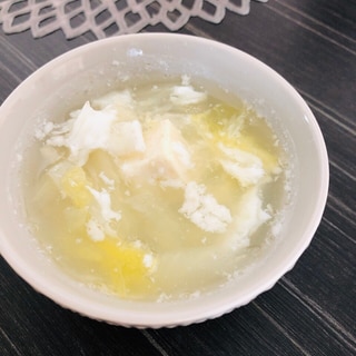 卵白でふわふわ☆白菜と豆腐の和風スープ
